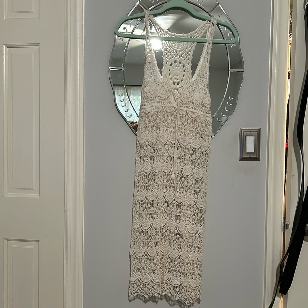 Crochet swim cover up.